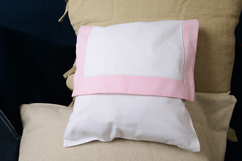 Hemstitch Baby Square Envelope Pillow 12" SQ. Pink Lady color